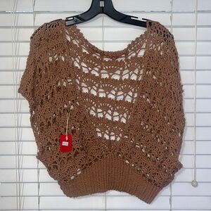 Brown Hand crafted knit neck sweater so L/XL